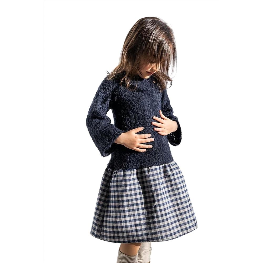 NEW PETIT INDI girls drop waist dress in blue multi